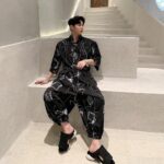 mens printed loose jumpsuit black jumpsuit half sleeve jumpsuit eea5q.jpg