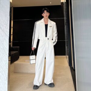 original korean version of the niche pressed strip cropped wide leg pants suits lssvc.jpg