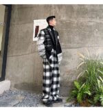 paneled plaid woolen shoulder pad blazer trench coats ryf0m.jpg