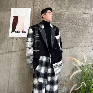 paneled plaid woolen shoulder pad blazer trench coats ursvi.jpg